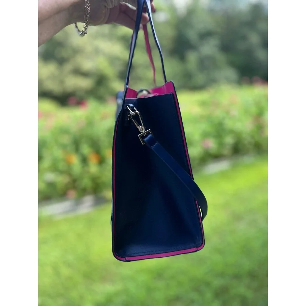 Kate Spade Arbour Hill Elodie Blue Pink Leather Satchel Crossbody Tote Bag